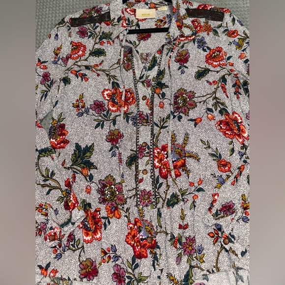 Maeve by Anthropologie Sz. 12 Floral Tunic Blouse - Picture 4 of 10